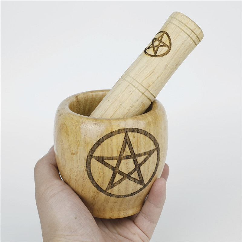 Pentacle Moon Natural Handcrafted Bamboo Bowl Flat-Bottomed Can Round Pounding image 4