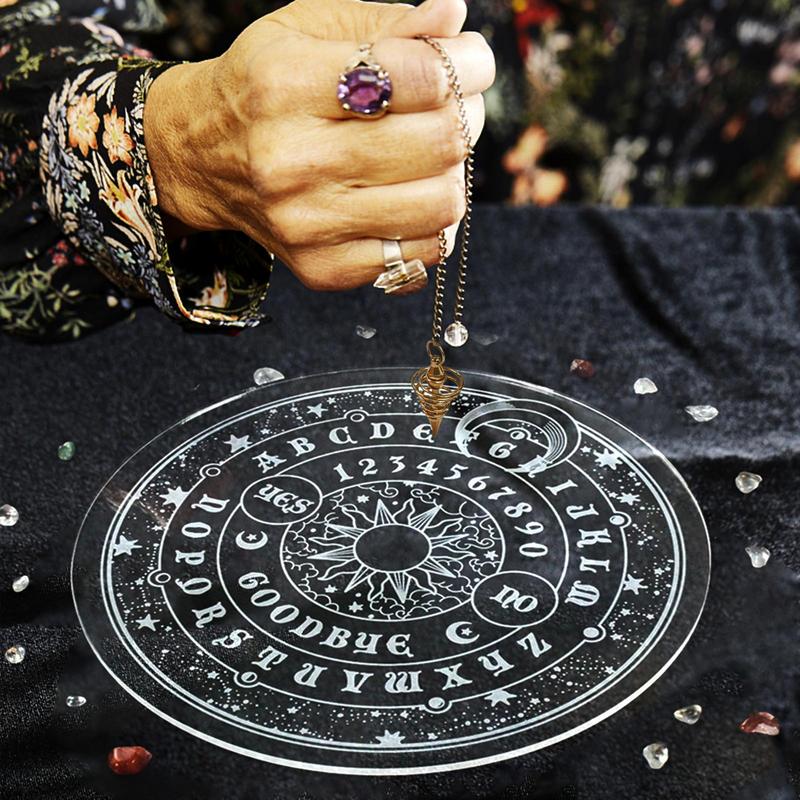 8.6in Clear Acrylic Divination Pendulum Decision Scrying Board With Moon Star M image 2
