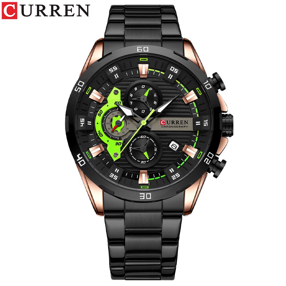 CURREN Stainless Steel Watches for Mens Creative Fashion Luminous Dial with Chr image 3