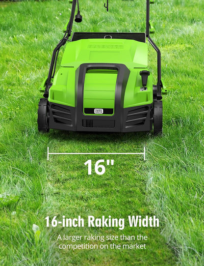 16 15 Amp Electric Dethatcher Scarifier, Lawn with 5-Position Depth Adjustment image 2