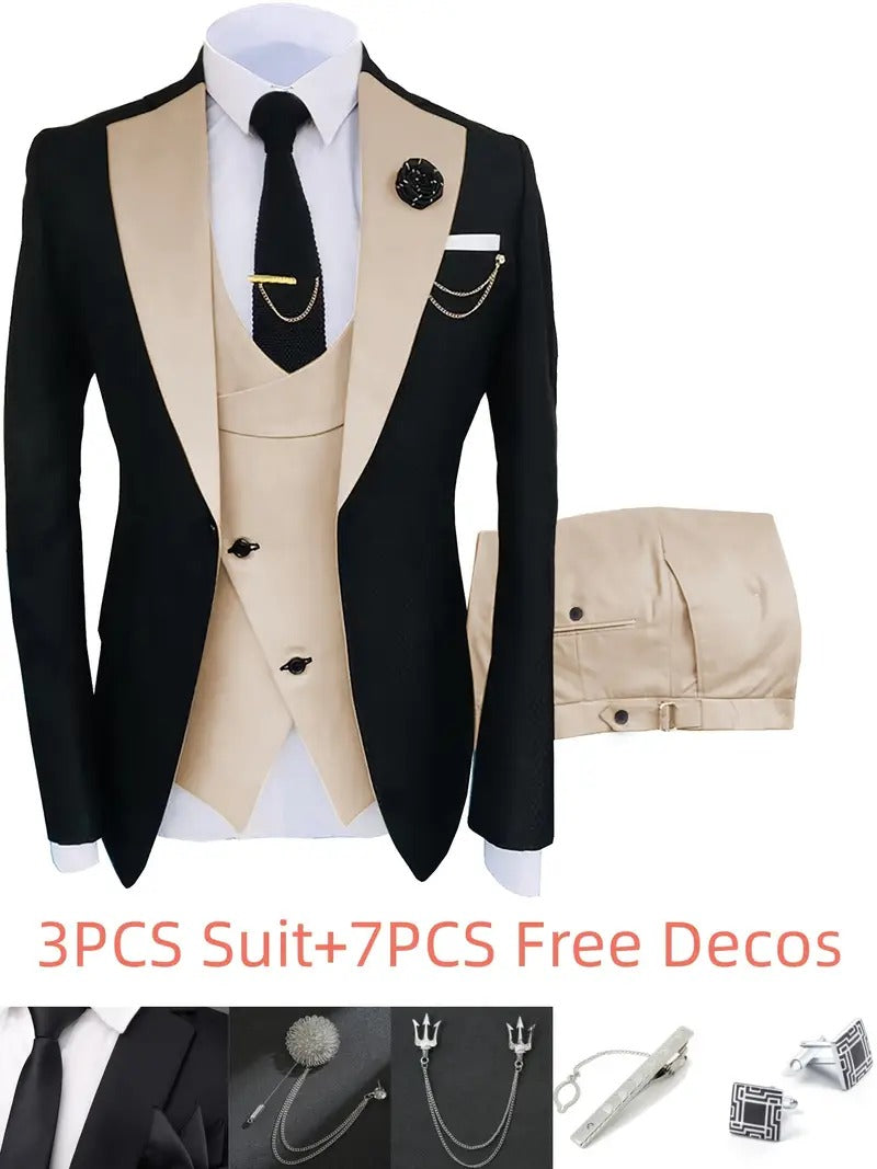 New Men's Suits 3 Pieces Groom man Slim Fit Wedding Prom Party Tuxedo Elega image 2