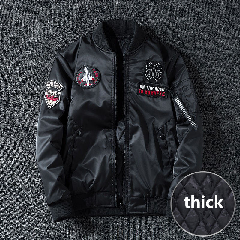 Winter Bomber Jacket Men Military Pilot Jacket Badge Fashion Double Side Wear M image 4