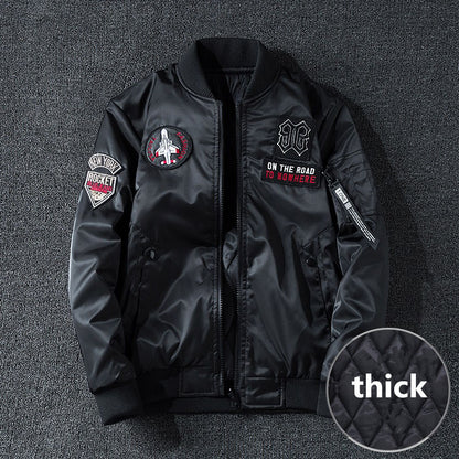 Winter Bomber Jacket Men Military Pilot Jacket Badge Fashion Double Side Wear M image 4
