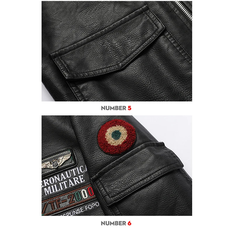 2024  Indian Embroidery Genuine Leather Jacket Men's Cowhide Motorcycle Jackets image 5