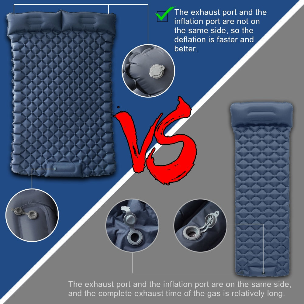 Inflatable Mattress 2 Person Outdoor Camping Mat with Air Pillow Portable Air M image 5