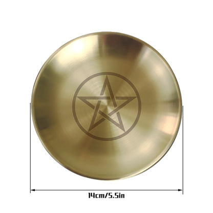Pagan Ritual Tray Altar Pentagram Plate Crystal Stone Shelves Candle Holder Inc image 9