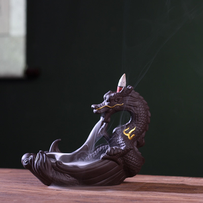 Dragon backflow incense burner ceramic smoke incense burner creative incense or image 3