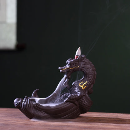 Dragon backflow incense burner ceramic smoke incense burner creative incense or image 3