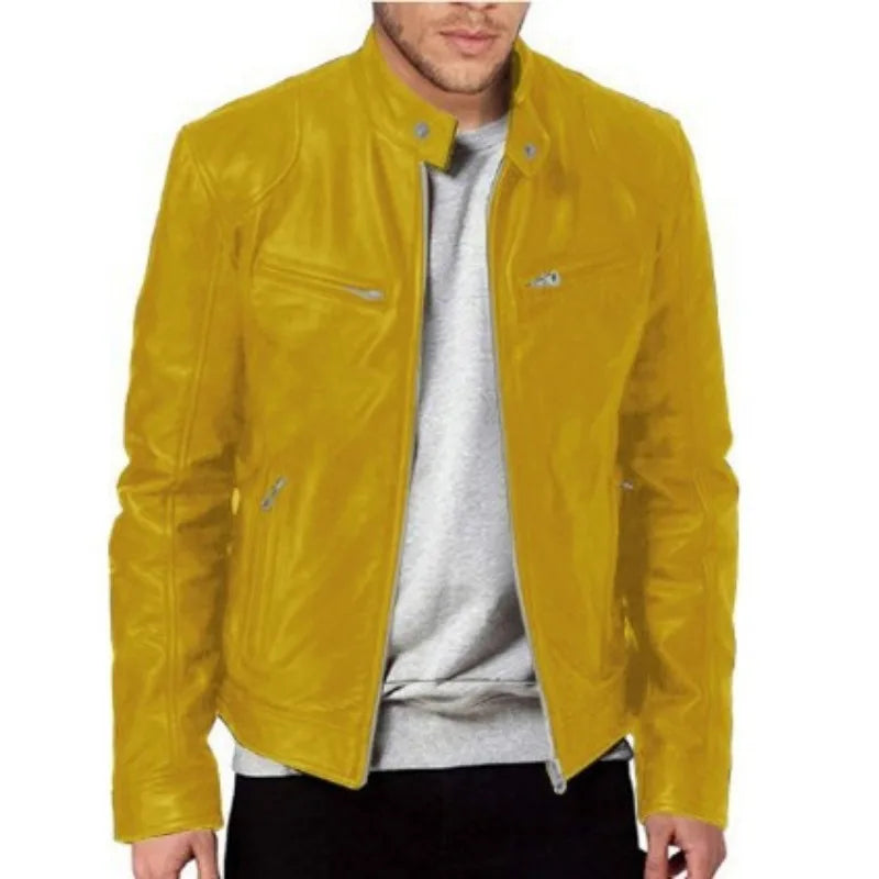 Men's Leather Jacket with Punk Rock  Punk Style Stand Collar Motorcycle Leather image 6