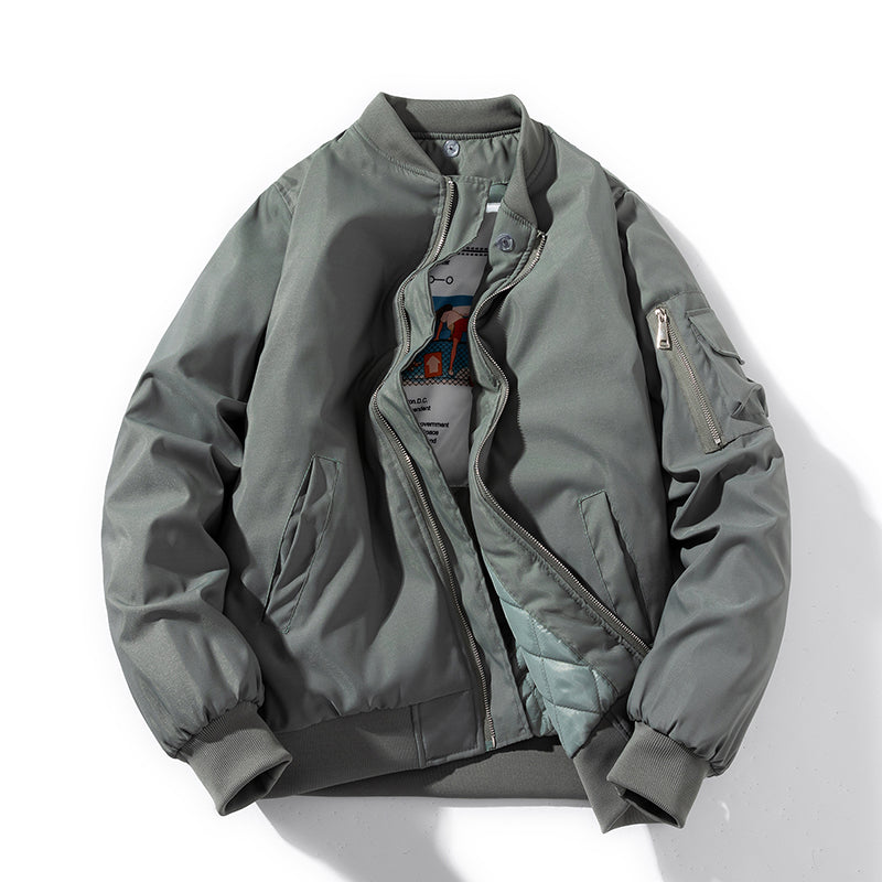 Men Bomber Jacket Autumn Winter Pilot Jacket Women Fashion Solid Baseball Coat  image 12