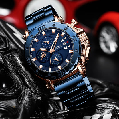 CRRJU Watch for Men Top Brand Luxury Big Dial Stainless Steel Waterproof Chrono image 4