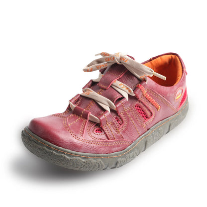 TMA EYES Women's Casual Lace-Up Breathable Mesh and Leather Sneaker