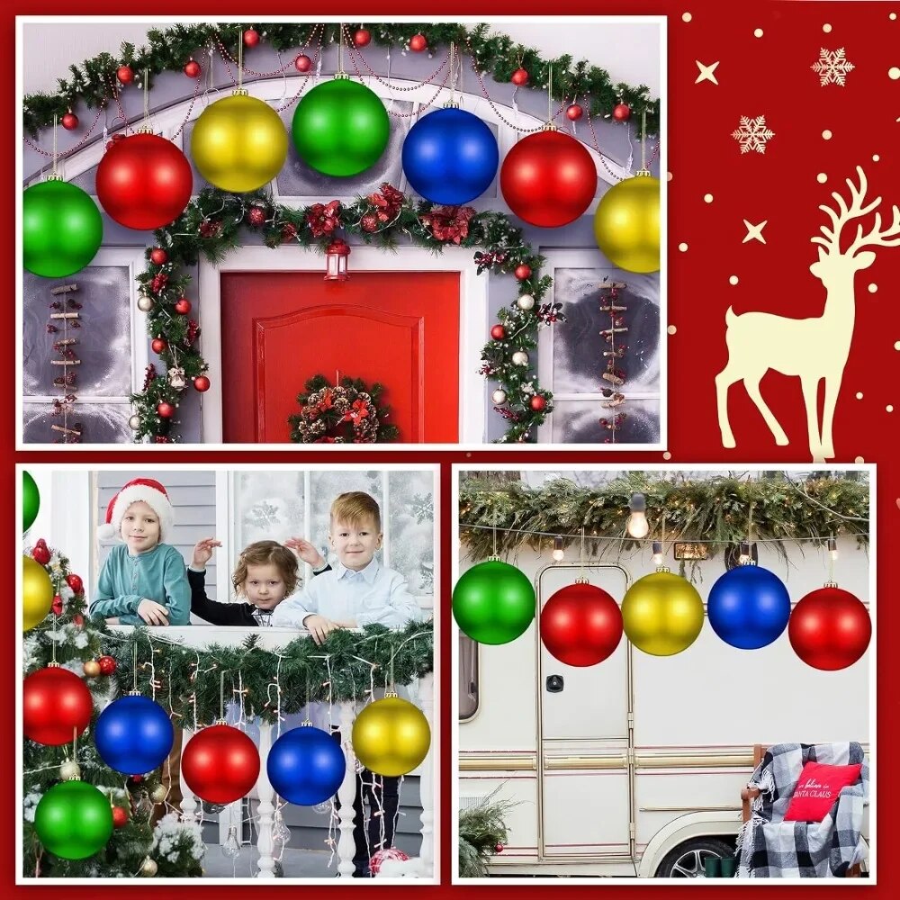 Set of 8 Christmas Ball Ornaments 6 Inch Christmas Ball Shiny Ornament Indoor a image 4