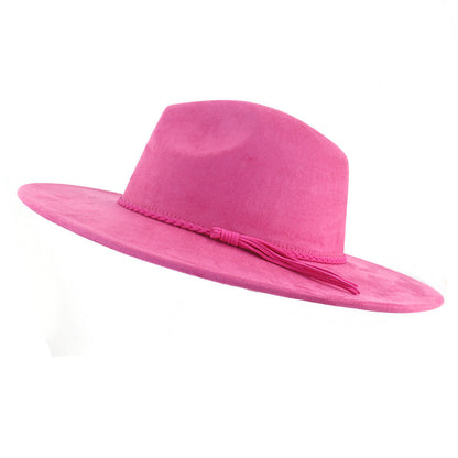 Suede Top Hat 9.5cm Wide Brim Fedora Hat Men Women Autumn Winter Felt Jazz Hats image 20
