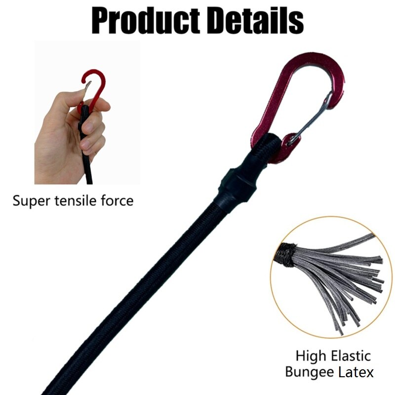 Heavy Duty Bungee Cord Elastic Tie Strap String Carabiner Hooks Kayak Cycling L image 3