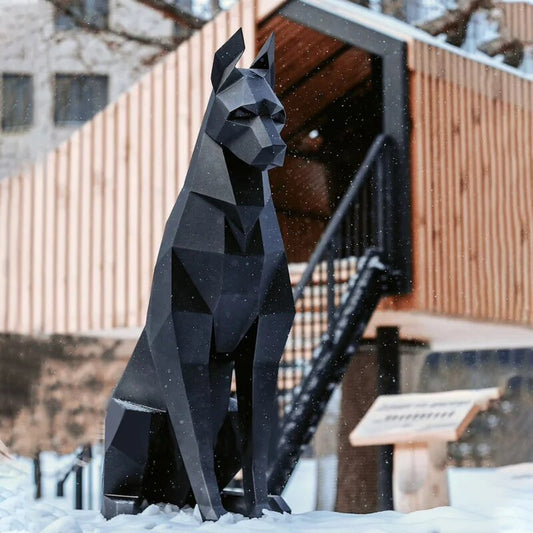 High Doberman Dog 3D Paper Model, Animal Sculpture Papercraft, DIY Paper, Geome image 0