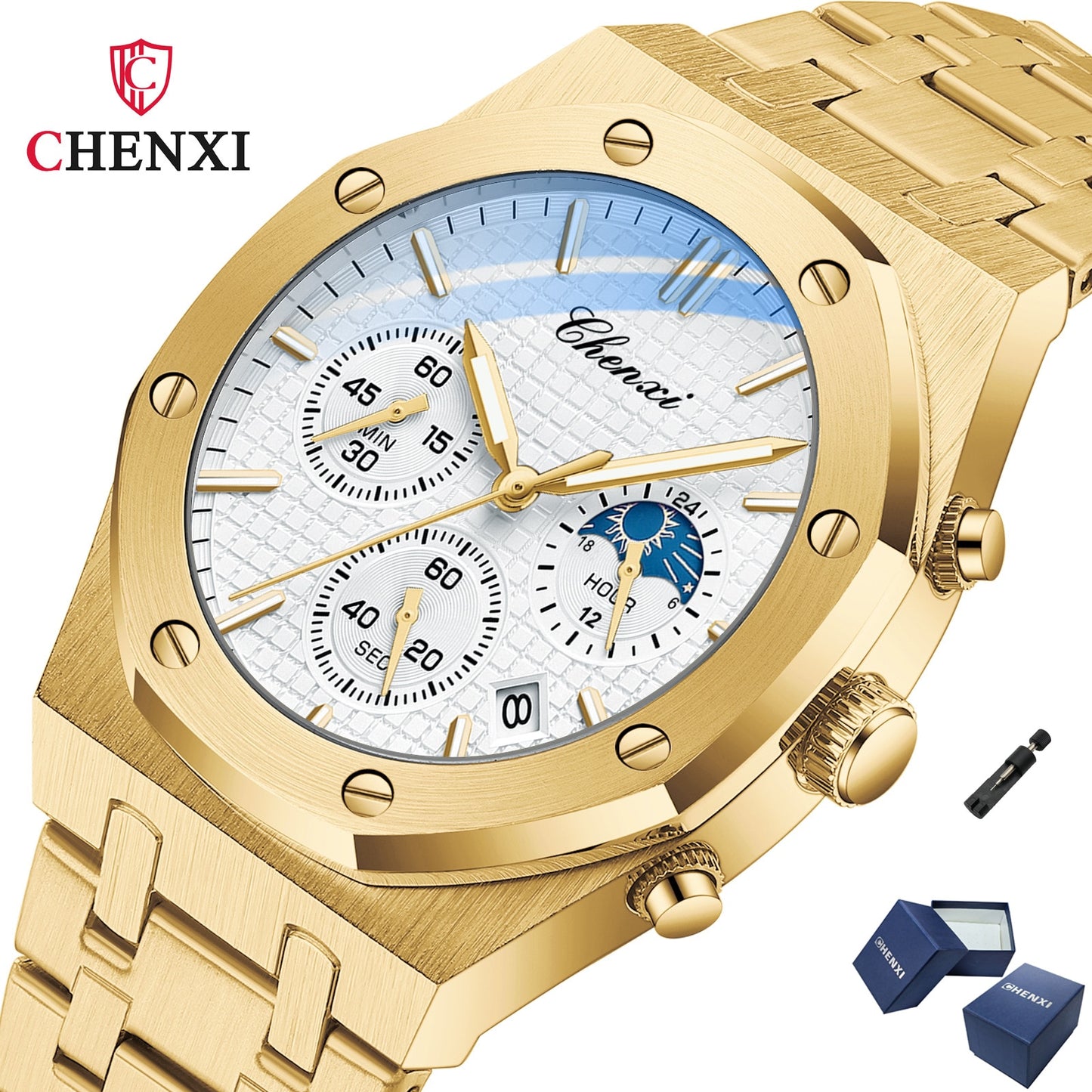 CHENXI 948 Chronograph Date Business Top Luxury Brand Quartz Watch Men Stainles image 7