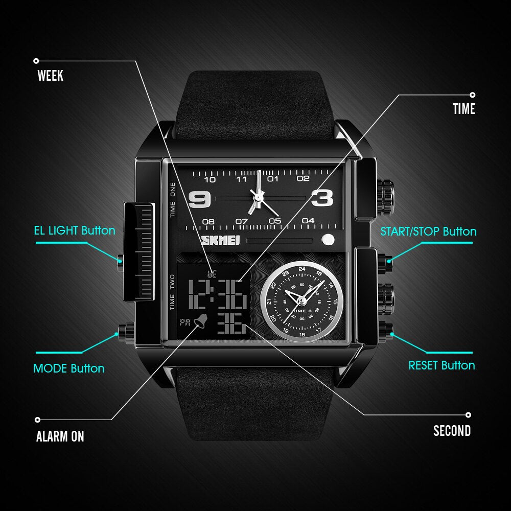 Skmei Top Brand 3 Time Sports Watches Mens Military Back Light Chrono Digital W image 8