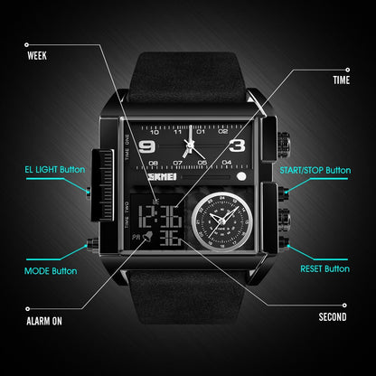 Skmei Top Brand 3 Time Sports Watches Mens Military Back Light Chrono Digital W image 8