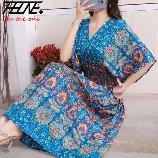 Women Dress Summer 2024 Maxi Long Print Indian Bohemian Clothing New in Dresses