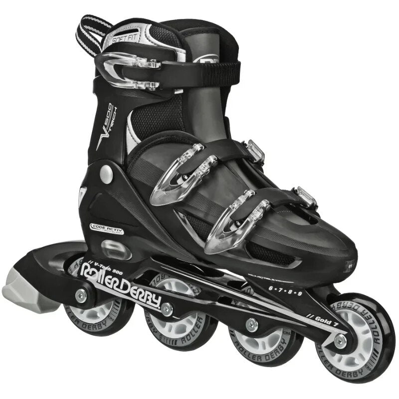 V-Tech 500 Men Inline Skate with Adjustable Sizing, Black