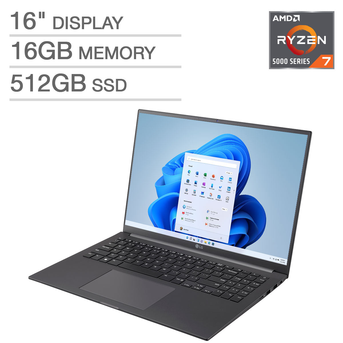 LG Ultra PC 16.0" Lightweight Laptop - AMD Ryzen 7-5825U - AMD Radeon Vega image 1