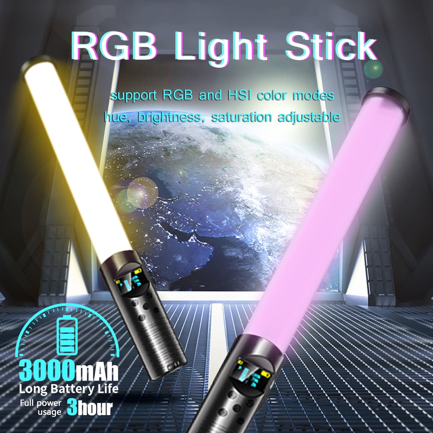 RGB Light Stick Wand With Tripod Stand Party Colorful LED Lamp Fill Light Handh image 8