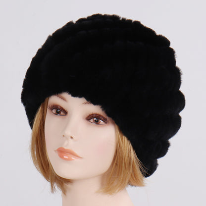Lady Winter 100% Natural Real Rex Rabbit Fur Hat Women Soft Rex Rabbit Fur Cap  image 8
