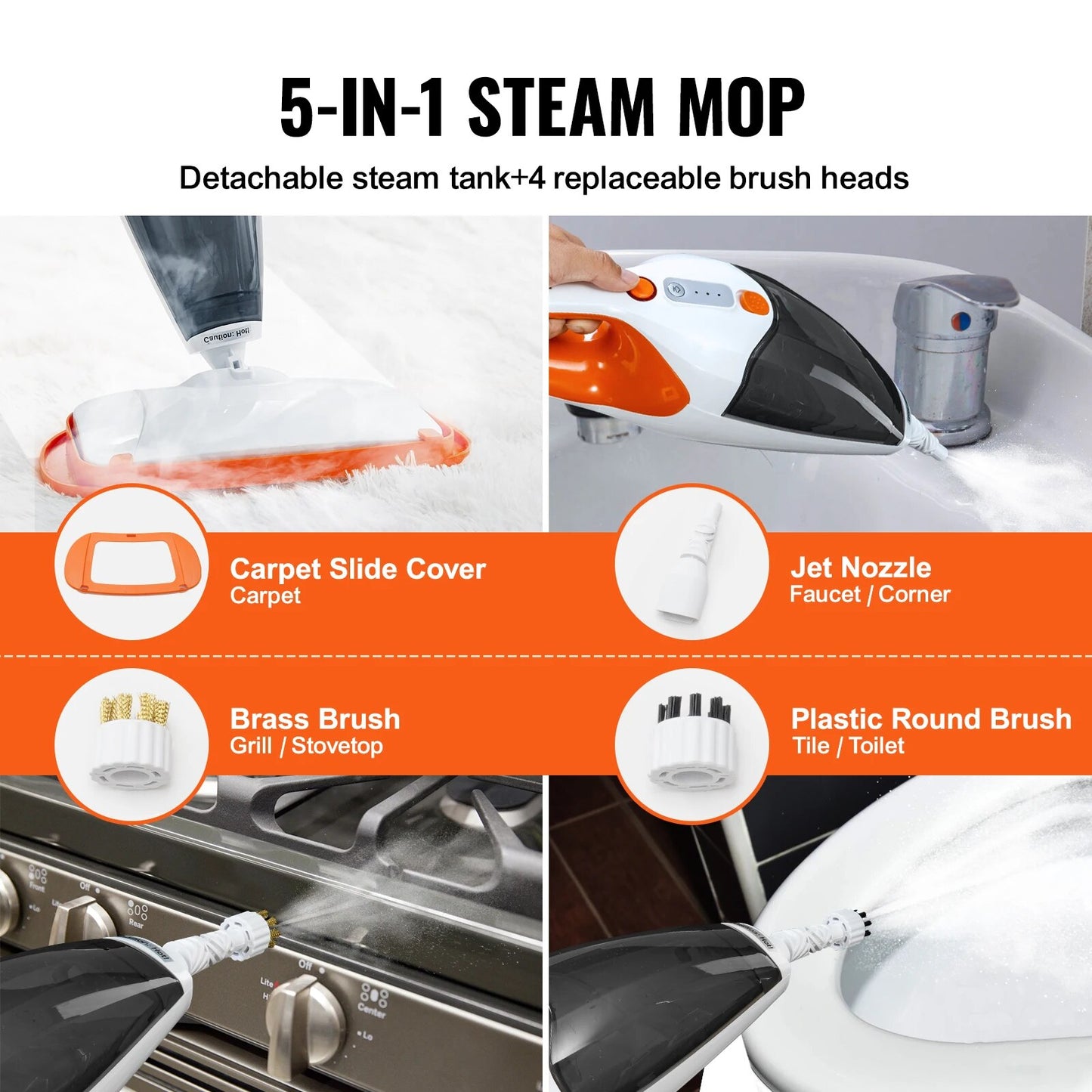 VEVOR Steam Mop Cleaner 5-in-1 High Temperature Steam Cleaner Multipurpose Floo image 6