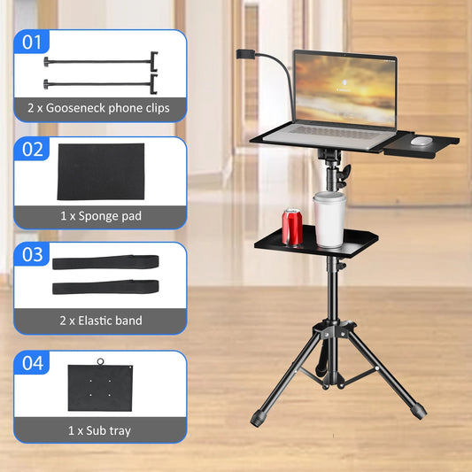145cm Projector Tripod Stand Laptop Tripod Adjustable Height 23 to 63" Standing