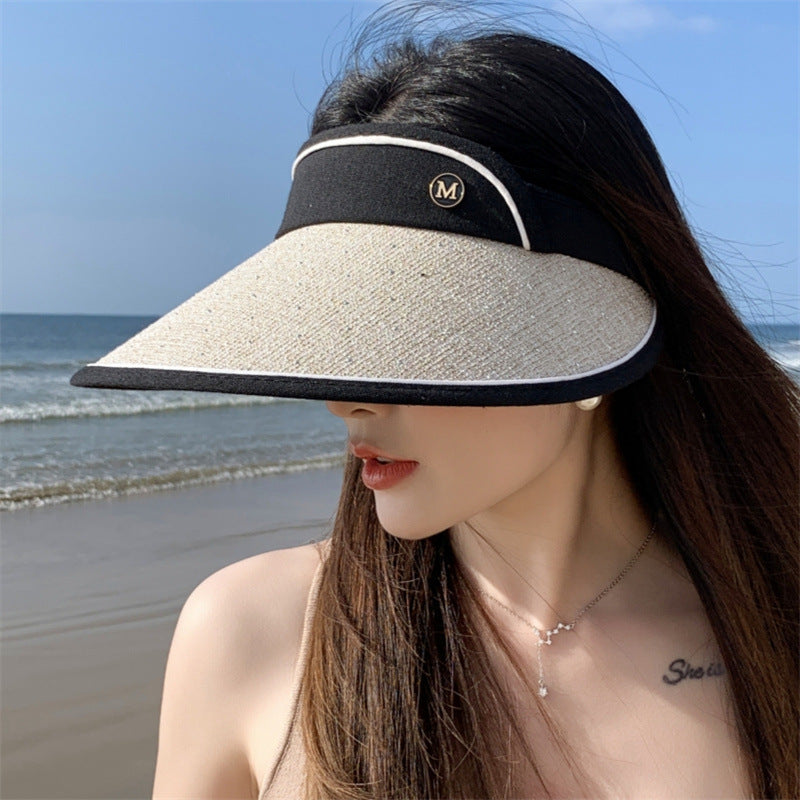 Large Brim Sun Hat for Women Summer Trip, UV Resistant Empty Top, Slim Face, Ve image 7