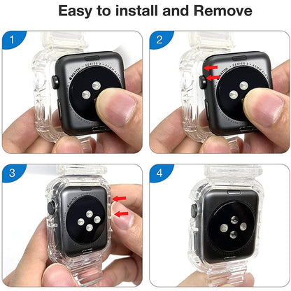 Clear Band + Case for Apple Watch 8 7 6 SE 5 3 2 Soft Transparent silicone Stra image 9