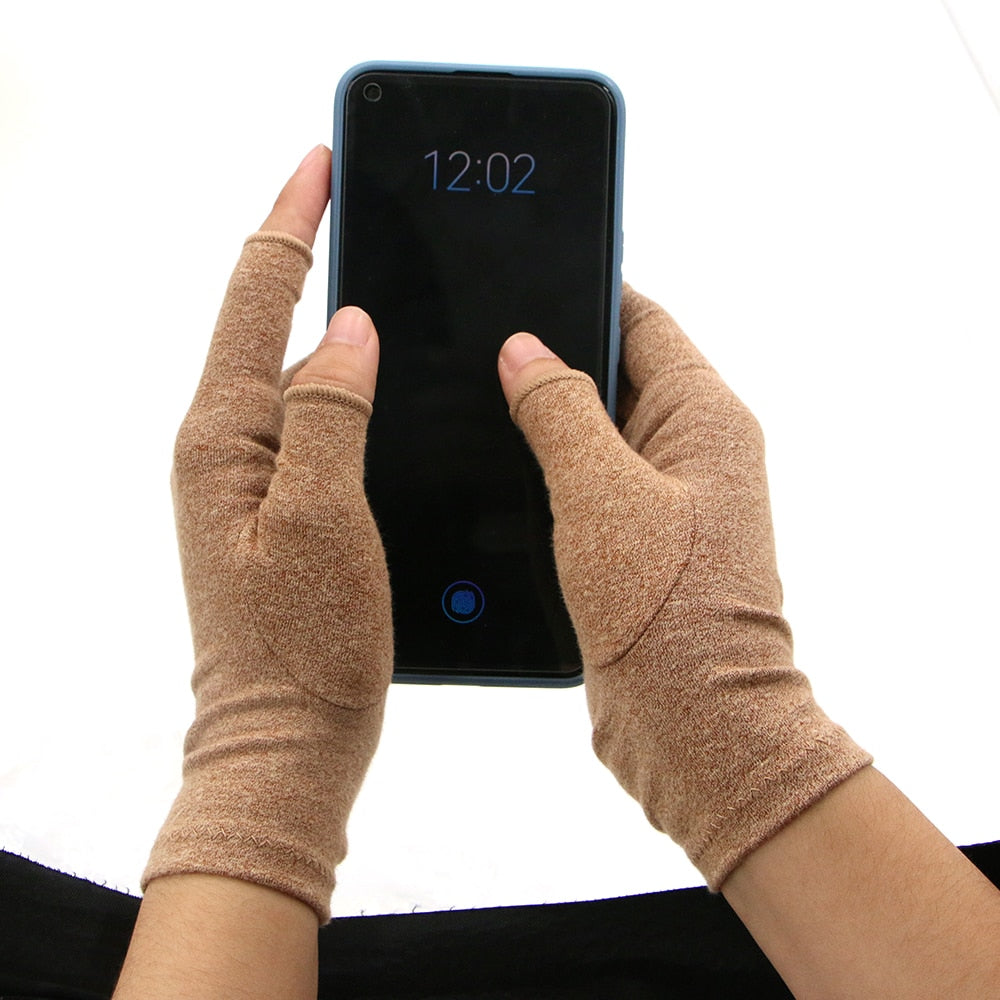 Compression Arthritis Gloves Wrist Support Therapy Wristband Half Finger Compre image 9