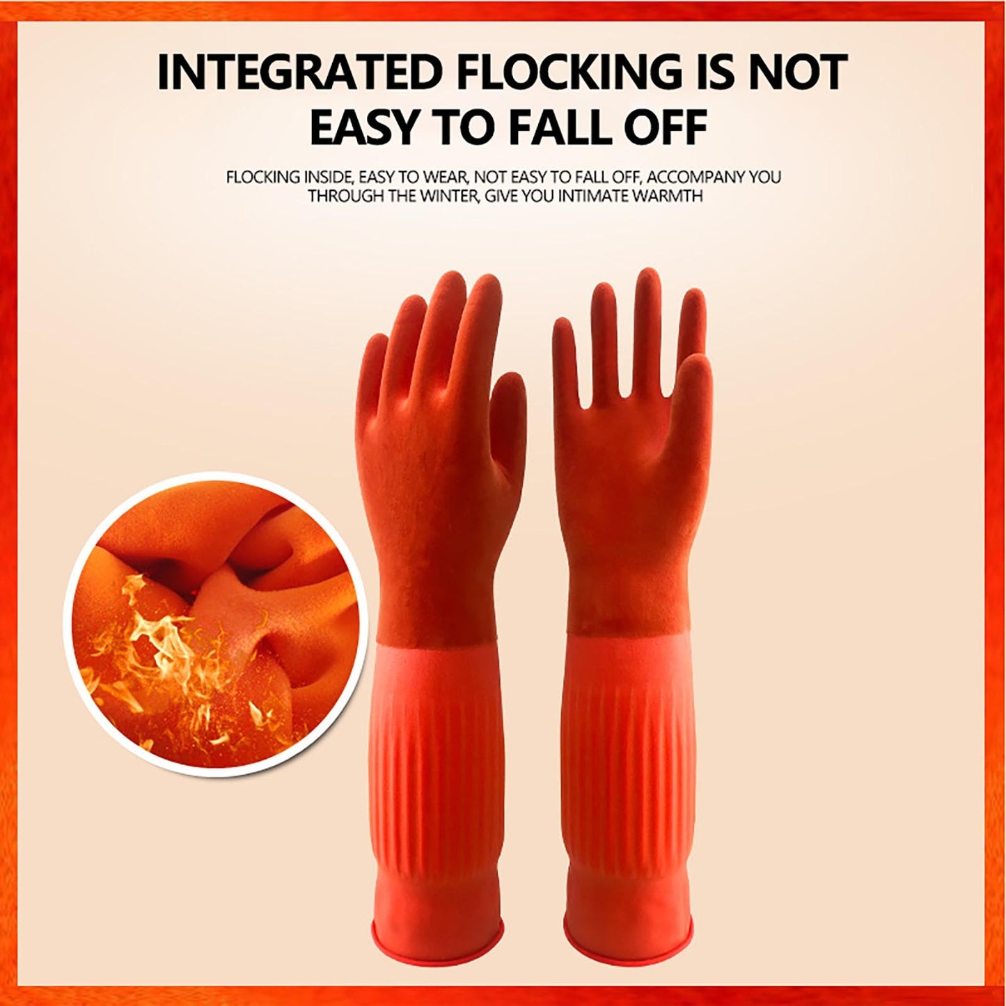 1 Pair S/M/L Red Flexible Rubber Clean Gloves Dish Washing Long Home Bathroom C image 13
