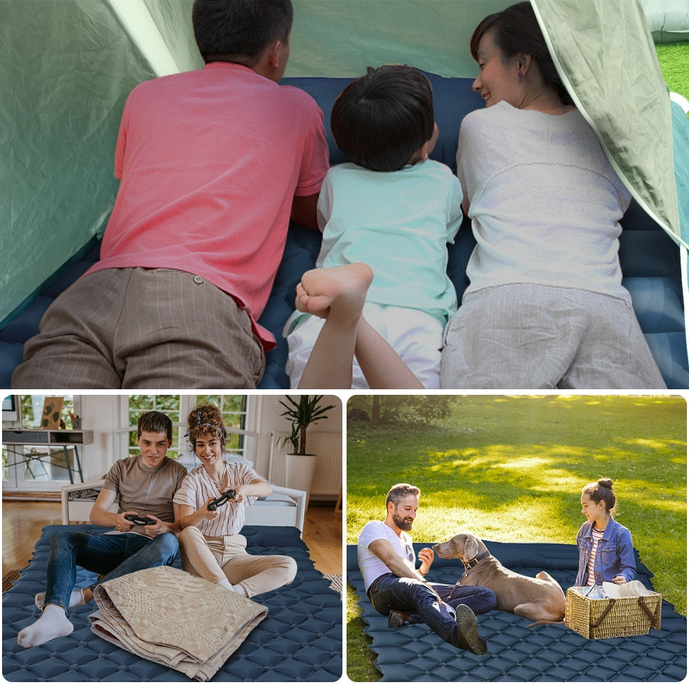 Inflatable Mattress 2 Person Outdoor Camping Mat with Air Pillow Portable Air M image 9