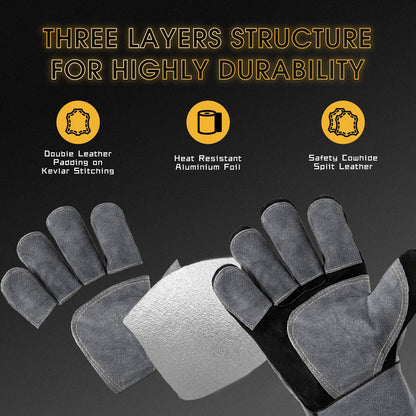 TOOLIOM 16 "es 932„‰ Welding Gloves for MIG/Stick Welding Heat Fire Resistant image 2