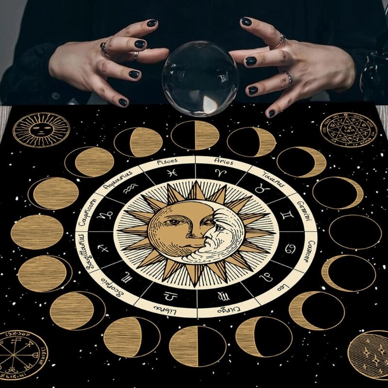 Wheel of the Zodiac Altar Tarot Cloth Tablecloth Moon Phase Velvet Astrology Ta image 8