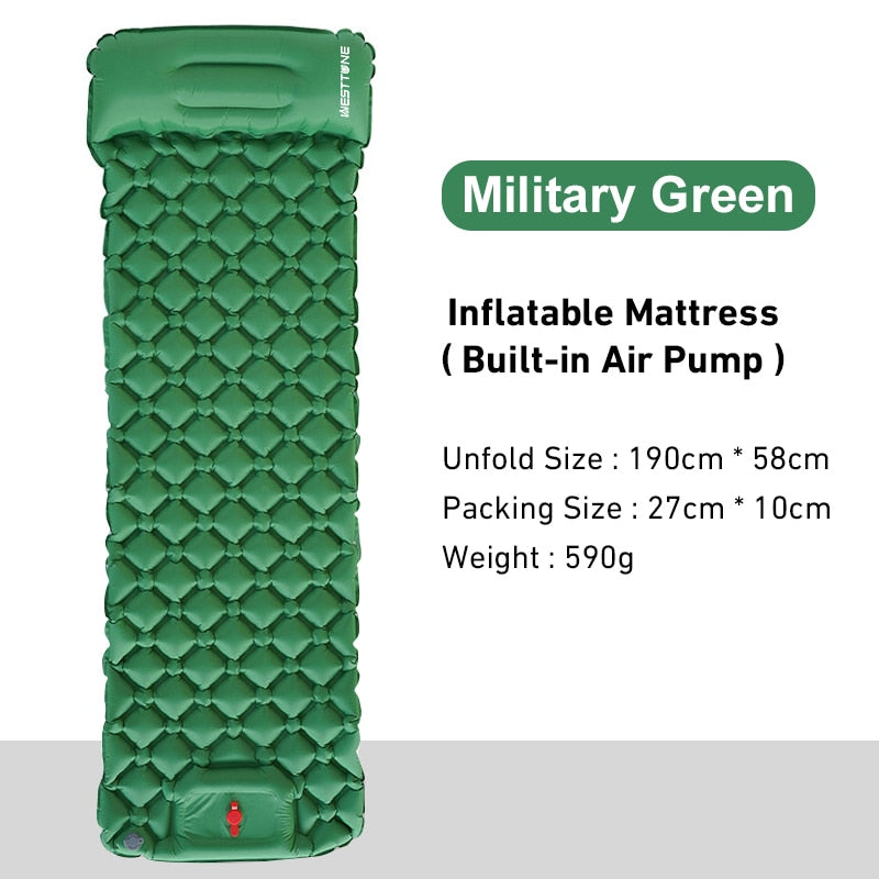 Outdoor Sleeping Pad Camping Inflatable Mattress Built-in Pump Ultralight Air C image 1
