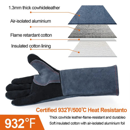 HITBOX 14/16" Welding Gloves For Tig Mig Welder Works Barbecue Kitchen Stove image 6