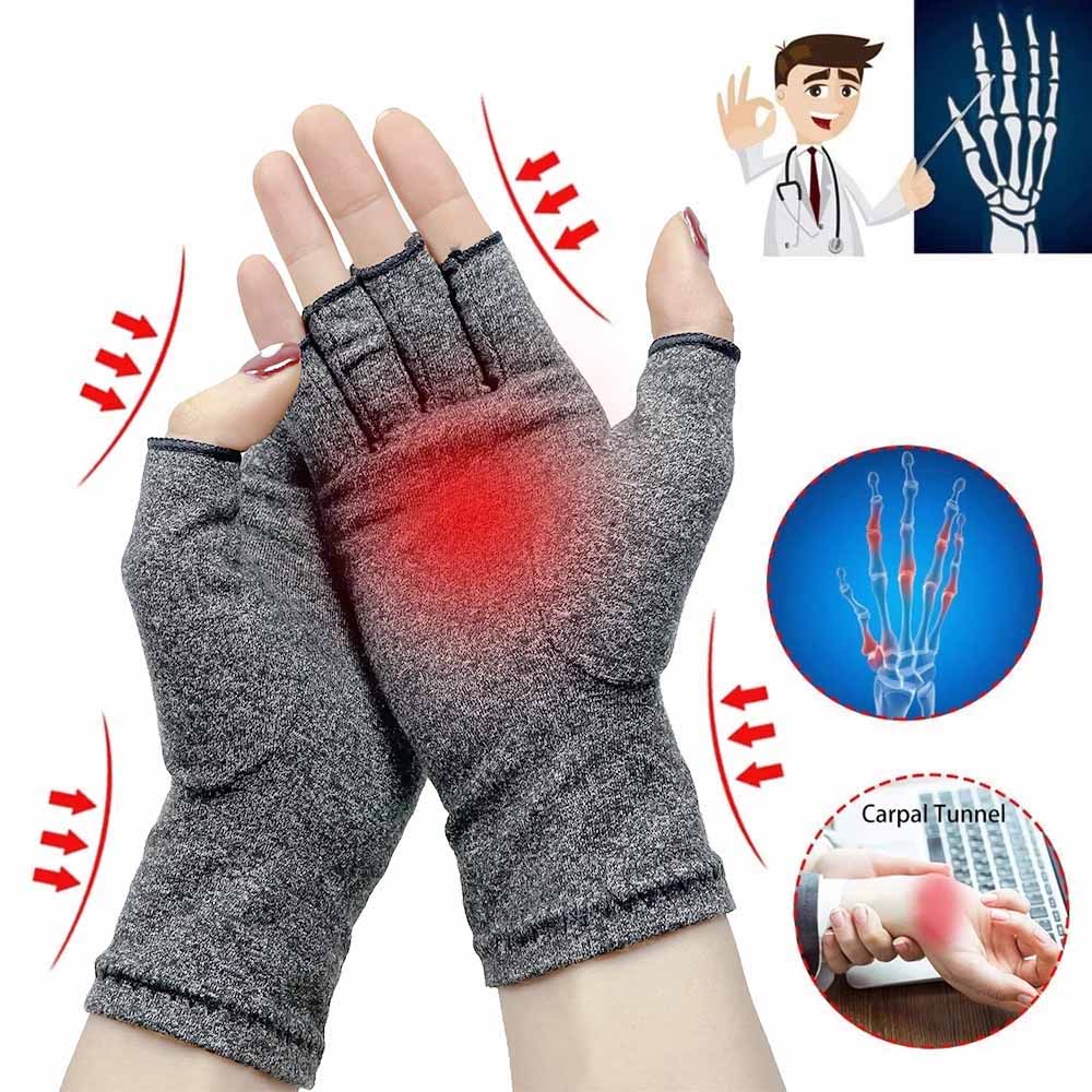 Compression Arthritis Gloves Wrist Support Therapy Wristband Half Finger Compre image 7
