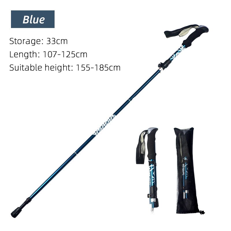 5 Section Outdoor Fold Trekking Pole Camping Portable Walking Hiking Stick For image 2