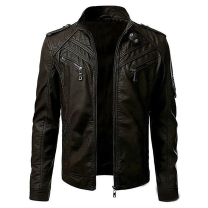 The new casual high-end fashion leather coat men sell European and American sol image 3