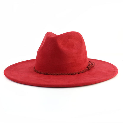 Suede Top Hat 9.5cm Wide Brim Fedora Hat Men Women Autumn Winter Felt Jazz Hats image 26