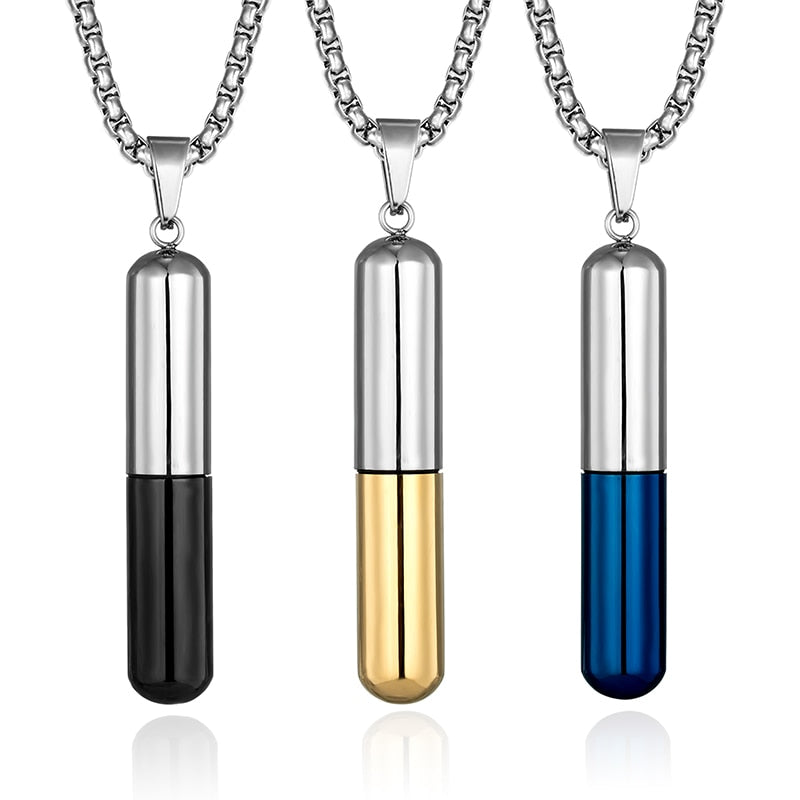 Cylindrical Perfume Box Stainless steel Pendant Pet Urn Necklace Drifting bottl image 7