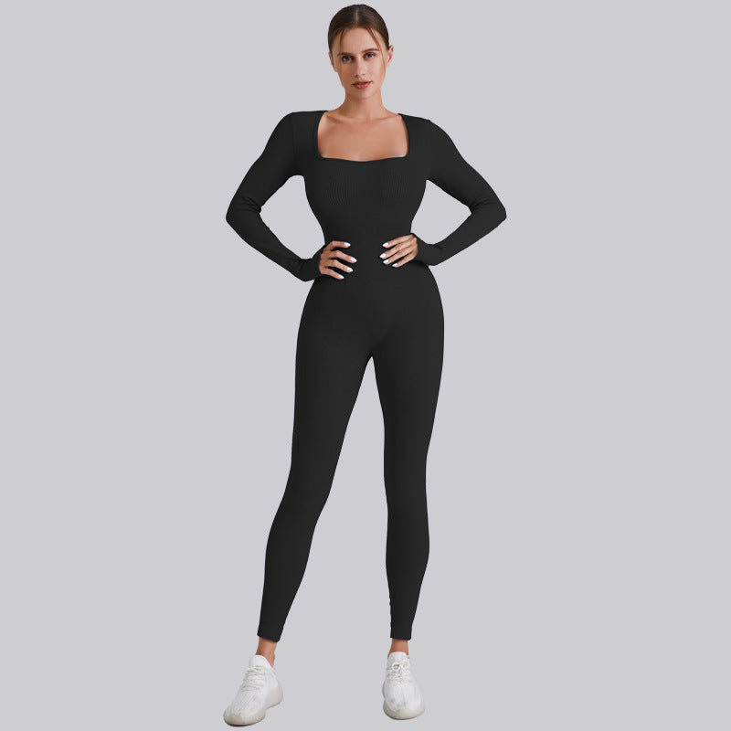Oulylan Tracksuit Jumpsuit Gym Workout Yoga Clothes Fitness Long Sleeved One Pi image 3