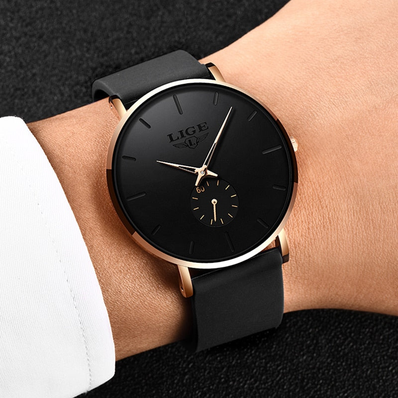 LIGE New Fashion Mens Watches Top Brand Luxury Sport Waterproof Simple Ultra-Th image 10
