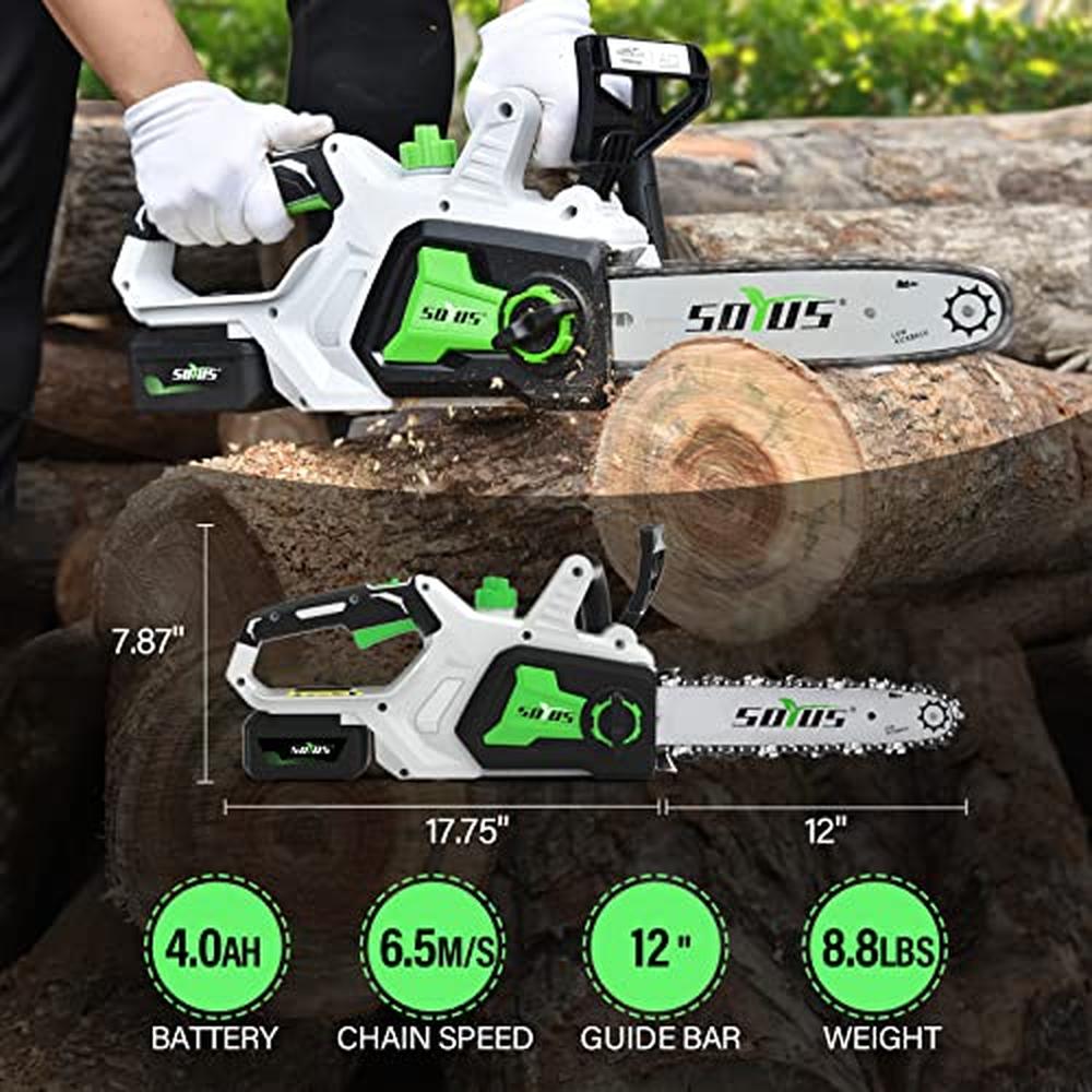 Cordless Battery Chainsaw 20V Brushless Electric 12 " Chainsaw 4.0Ah Lithium image 1