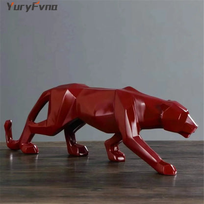 YuryFvna Abstract Resin Leopard Statue Geometric Wildlife Panther Figurine Anim image 8