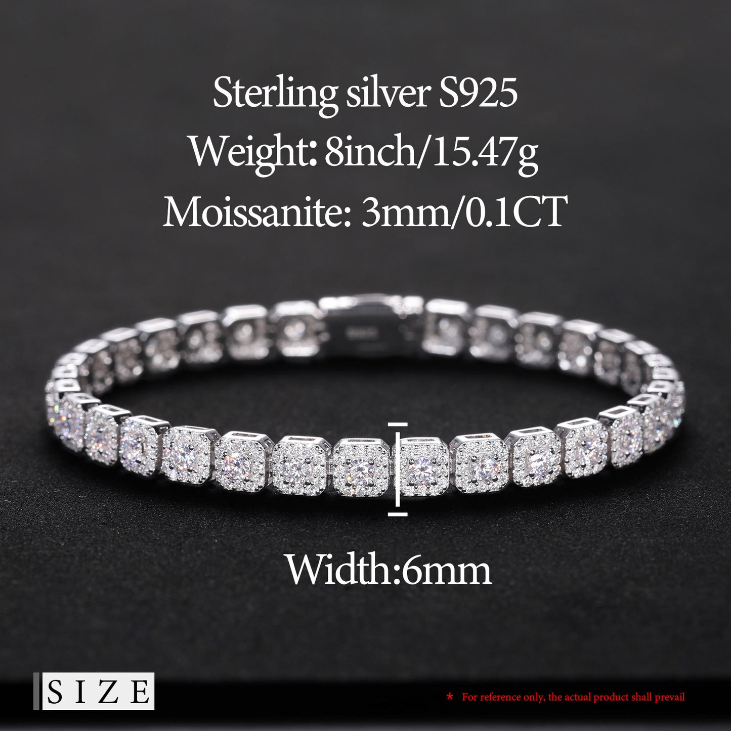 Iced Out Moissanite Halo Tennis Bracelet for Women Men S925 Sterling Silver 18k image 6