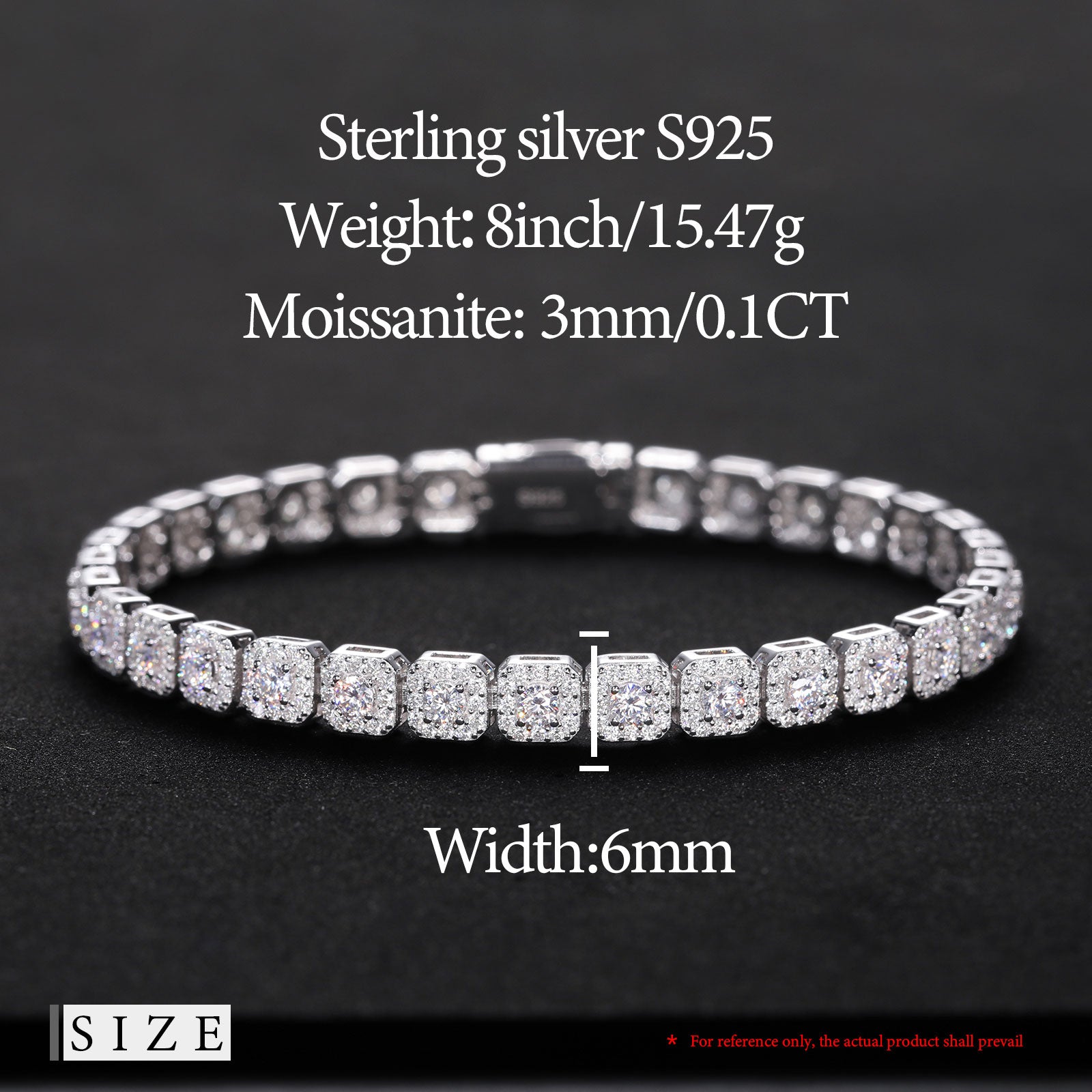 Iced Out Moissanite Halo Tennis Bracelet for Women Men S925 Sterling Silver 18k image 6
